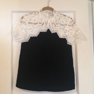 Sandro Festive Super Cute Lace & Velvet Top